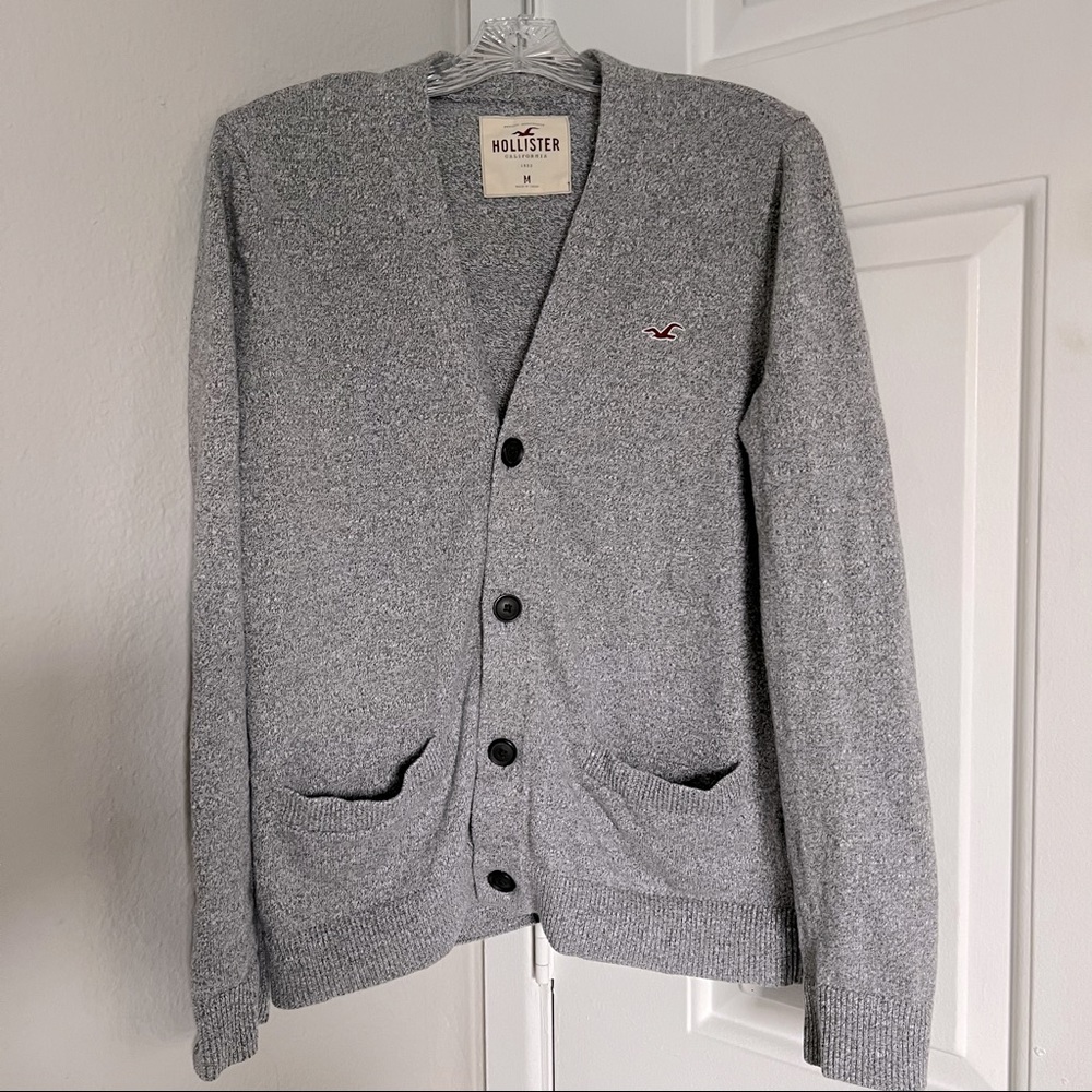 HOLLISTER • Gray Button Down Long Sleeve Cardigan Medium
